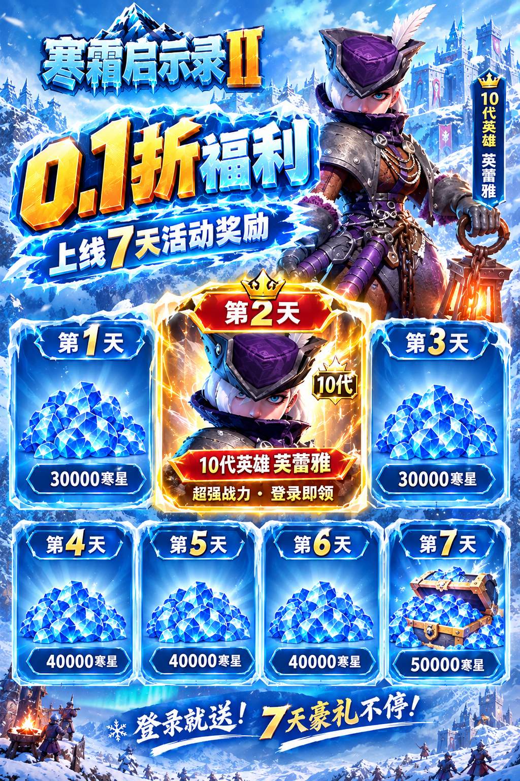 七日登录与寒星领取福利